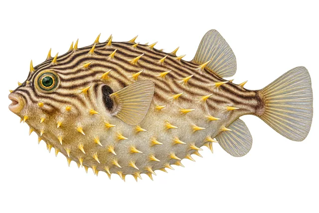 Striped Burrfish field guide illustration